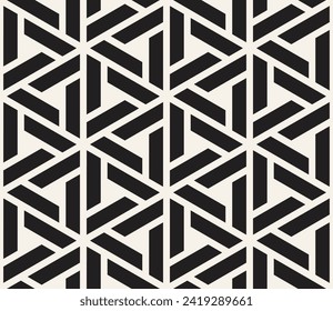 Vector seamless pattern. Repeating geometric elements. Stylish monochrome background design.