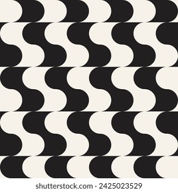 Vector seamless pattern. Repeating geometric elements. Stylish monochrome background design.
