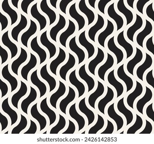 Vector seamless pattern. Repeating geometric elements. Stylish monochrome background design.