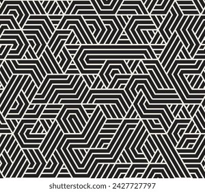 Vector seamless pattern. Repeating geometric elements. Stylish monochrome background design.