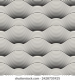 Vector seamless pattern. Repeating geometric elements. Stylish monochrome background design.