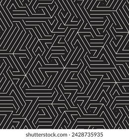 Vector seamless pattern. Repeating geometric elements. Stylish monochrome background design.