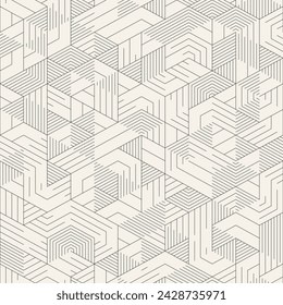 Vector seamless pattern. Repeating geometric elements. Stylish monochrome background design.