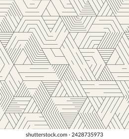 Vector seamless pattern. Repeating geometric elements. Stylish monochrome background design.