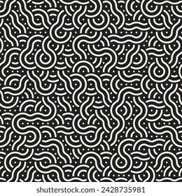 Vector seamless pattern. Repeating geometric elements. Stylish monochrome background design.