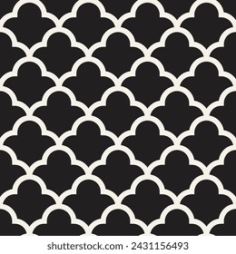 Vector seamless pattern. Repeating geometric elements. Stylish monochrome background design.