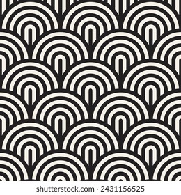 Vector seamless pattern. Repeating geometric elements. Stylish monochrome background design.