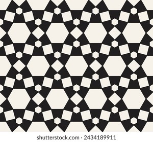 Vector seamless pattern. Repeating geometric elements. Stylish monochrome background design.