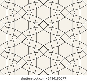 Vector seamless pattern. Repeating geometric elements. Stylish monochrome background design.