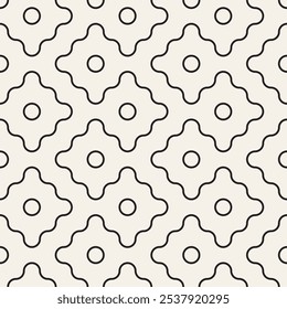 Vector seamless pattern. Repeating geometric elements. Stylish monochrome background design.