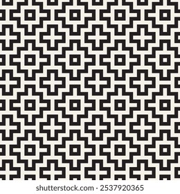 Vector seamless pattern. Repeating geometric elements. Stylish monochrome background design.
