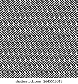 vector seamless pattern, repeating geometric pattern in black and white, Interlocking Zigzags, Chevrons, Diagonal Orientation, elongated hexagons, Sense of Depth, Movement, Tessellation, thick diagona