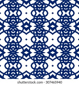 Vector seamless pattern. Repeating geometric mesh tiles. Modern stylish texture. Monochrome arabic design.