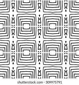 Vector seamless pattern. Repeating geometric mesh tiles. Modern stylish texture. Monochrome arabic aztec design
