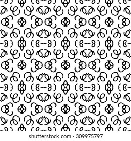 Vector seamless pattern. Repeating geometric mesh tiles. Modern stylish texture. Monochrome arabic aztec design