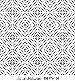 Vector seamless pattern. Repeating geometric mesh tiles. Modern stylish texture. Monochrome arabic aztec design