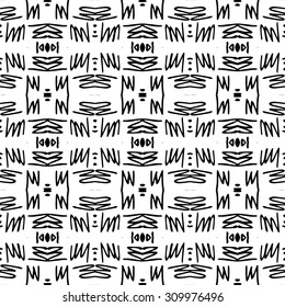Vector seamless pattern. Repeating geometric mesh tiles. Modern stylish texture. Monochrome arabic aztec design
