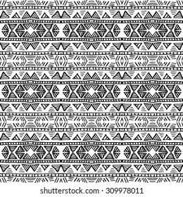 Vector seamless pattern. Repeating geometric mesh tiles. Modern stylish texture. Monochrome arabic aztec design hand drawn