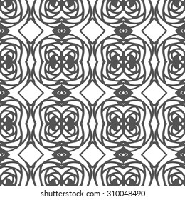 Vector seamless pattern. Repeating geometric mesh tiles. Modern stylish texture. Monochrome arabic aztec design.