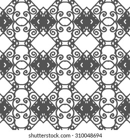 Vector seamless pattern. Repeating geometric mesh tiles. Modern stylish texture. Monochrome arabic aztec design.