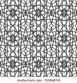 Vector seamless pattern. Repeating geometric mesh tiles. Modern stylish texture. Monochrome arabic aztec design.