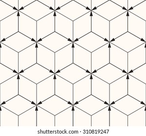 Vector seamless pattern. Repeating geometric background with rhombuses and arrows.