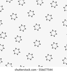 Vector seamless pattern. Repeating geometric tiles with stylized monochrome stars.