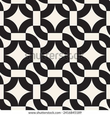 Vector seamless pattern. Repeating geometric elements. Stylish monochrome background design.