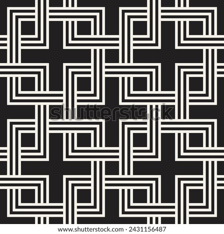 Vector seamless pattern. Repeating geometric elements. Stylish monochrome background design.