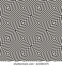 Vector Seamless Pattern. Repeating Lattice Abstract Background. Linear Grid From Striped Hexagonal Elements.