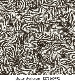 Vector seamless pattern. Repeating monochrome organic shapes background. Stylish structure of organic cells fingerprints. Modern tiles from striped abstract elements