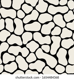 Vector seamless pattern. Repeating smooth natural grid. Monochrome organic structure. Stylish smooth linear blots.