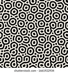 Vector seamless pattern. Repeating smooth natural grid. Monochrome organic structure. Stylish smooth bold rings and circles.