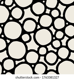 Vector seamless pattern. Repeating smooth natural grid. Monochrome organic structure. Stylish smooth bold concentric rings and circles.