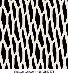 Vector seamless pattern. Repeating smooth natural grid. Monochrome organic structure. Stylish smooth linear blots.