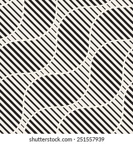 Vector seamless pattern. Repeating striped linear texture. Stylish wavy background with diagonal lines of different thickness