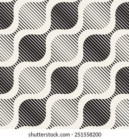 Vector seamless pattern. Repeating striped linear texture. Stylish wavy background with diagonal lines of different thickness
