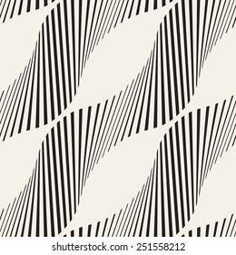 Vector seamless pattern. Repeating striped linear texture. Stylish wavy background with diagonal lines of different thickness