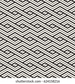 Vector seamless pattern. Repeating stylish texture. Weaved linear zigzag. Graphic geometric background.