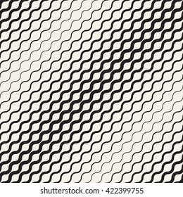 Vector seamless pattern. Repeating vector texture. Stylish background with diagonal waves.