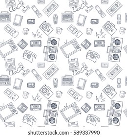 Vector seamless pattern with retro equipment 