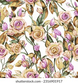 fondo vectorial de flores vintage de la impresión de la moda retro