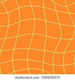 Vector seamless pattern in retro groovy style. Abstract print with fabric weaving effect. Optical illusion design..