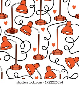 Vector seamless pattern with retro red lamps