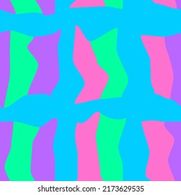 Vector seamless pattern of in Retro style. Vintage Psychedelic. Groovy curvy. Happy Positive. 70s, 80s, 90s vibes. Hypnotic pattern.
Repeat print. Groovy hippie chessboard pattern.