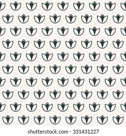 Vector seamless pattern. Retro style texture. Geometric tiles in vintage floral style