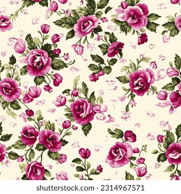 vector seamless pattern retro textile print vintage flowers background