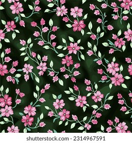 vector seamless pattern retro textile print ivy roses background