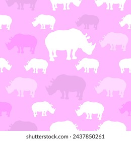 Vector seamless pattern with rhinoceros. Can be used for, wallpaper, pattern fills, web page background, surface textures.