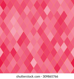 Vector seamless pattern with rhombs. Abstract bright pink texture. Geometrical background. Monochrome backdrop.